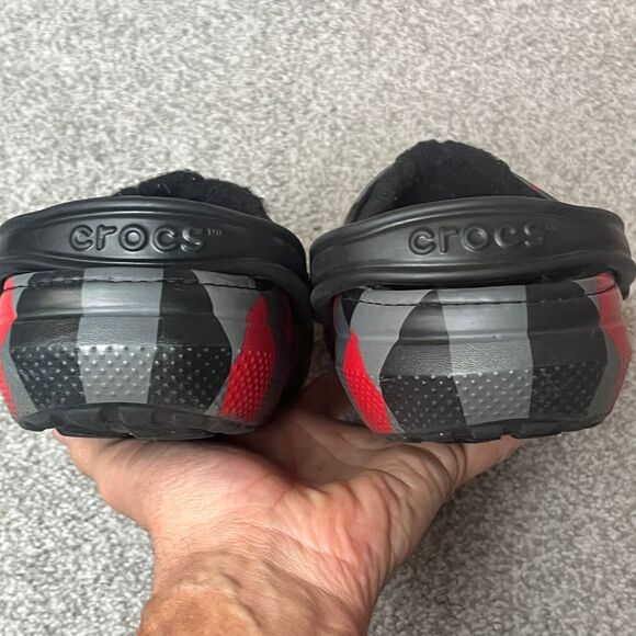 Crocs Classic Clogs, Fleece Lined, Red Black Gray Checkered, Womens Size 9, Men7 - Picture 6 of 9